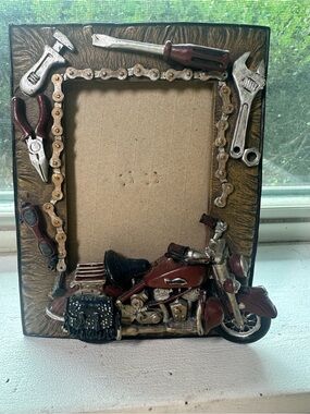 Motorcycle Tool Motif Picture Frame - Red wrench pilers chain screwdriver